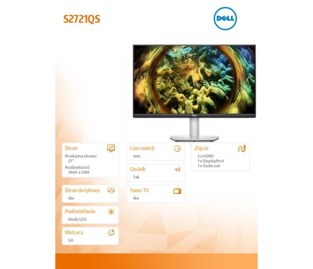 Dell 27'' S2721QS 210-AXKY Srebrny - 1468308 - zdjęcie 3